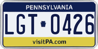 PA license plate LGT0426