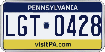 PA license plate LGT0428