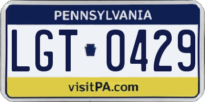 PA license plate LGT0429