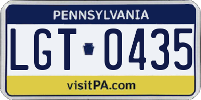 PA license plate LGT0435