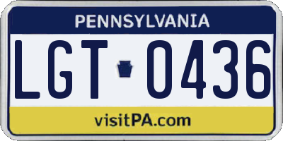 PA license plate LGT0436