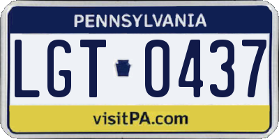 PA license plate LGT0437