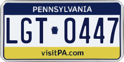 PA license plate LGT0447