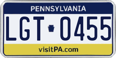 PA license plate LGT0455