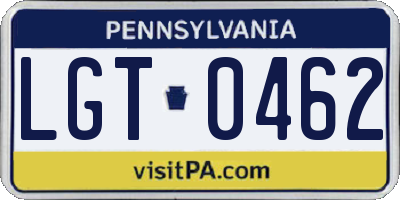 PA license plate LGT0462