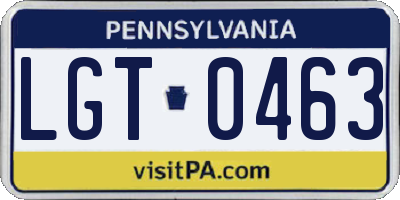 PA license plate LGT0463