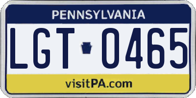 PA license plate LGT0465