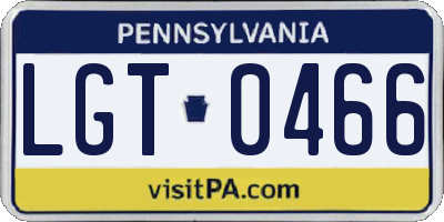 PA license plate LGT0466