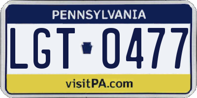PA license plate LGT0477