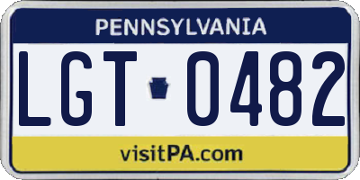 PA license plate LGT0482