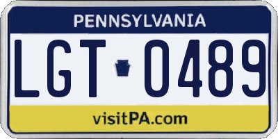 PA license plate LGT0489