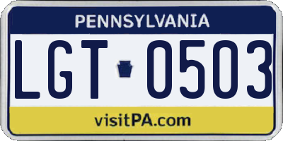 PA license plate LGT0503