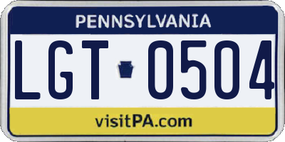 PA license plate LGT0504