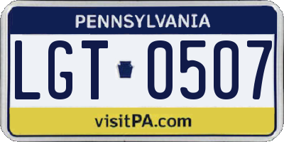 PA license plate LGT0507