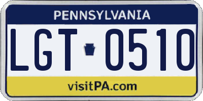 PA license plate LGT0510