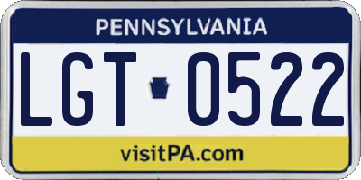 PA license plate LGT0522