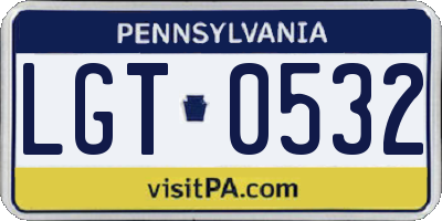 PA license plate LGT0532