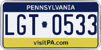 PA license plate LGT0533