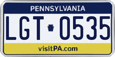 PA license plate LGT0535
