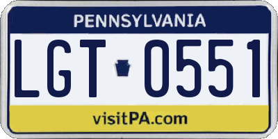 PA license plate LGT0551