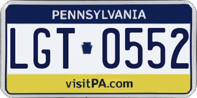 PA license plate LGT0552