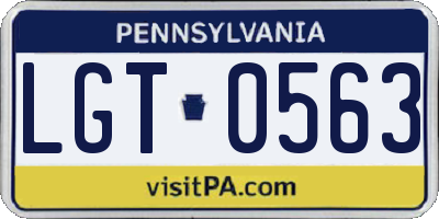 PA license plate LGT0563