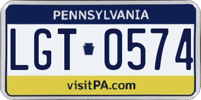 PA license plate LGT0574