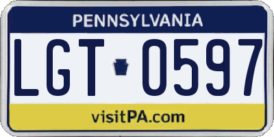 PA license plate LGT0597