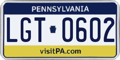 PA license plate LGT0602