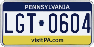 PA license plate LGT0604