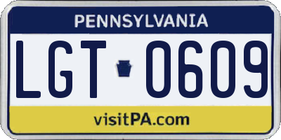 PA license plate LGT0609