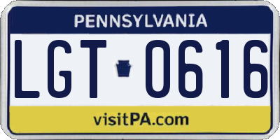 PA license plate LGT0616