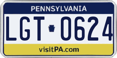 PA license plate LGT0624