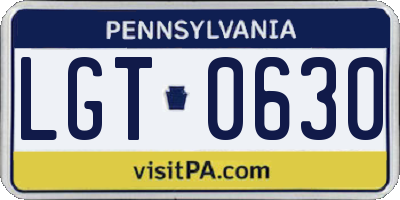 PA license plate LGT0630