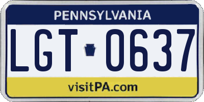 PA license plate LGT0637