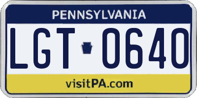 PA license plate LGT0640