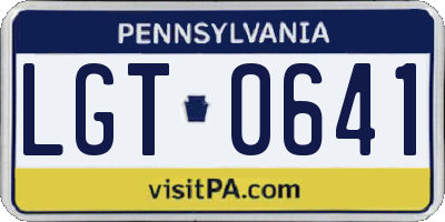 PA license plate LGT0641