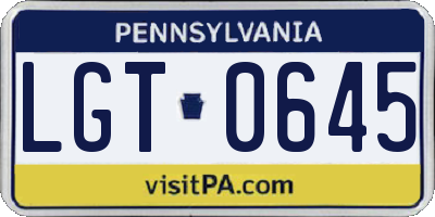 PA license plate LGT0645