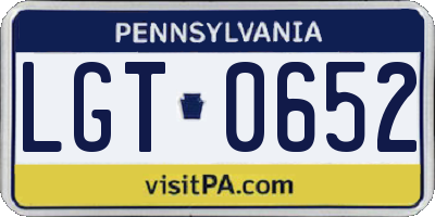 PA license plate LGT0652