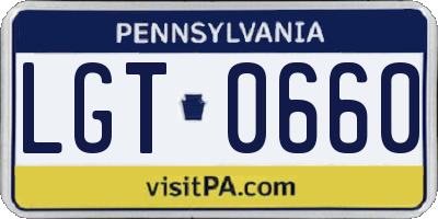 PA license plate LGT0660