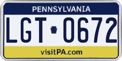 PA license plate LGT0672