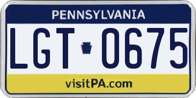 PA license plate LGT0675