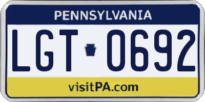 PA license plate LGT0692