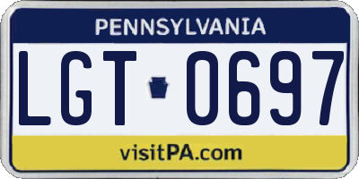 PA license plate LGT0697