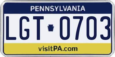 PA license plate LGT0703