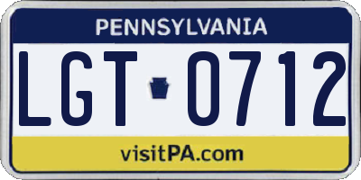 PA license plate LGT0712