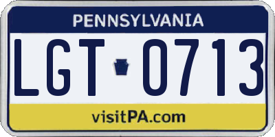 PA license plate LGT0713