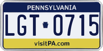 PA license plate LGT0715