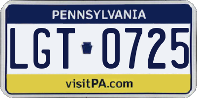 PA license plate LGT0725
