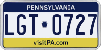 PA license plate LGT0727